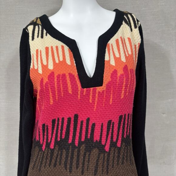 Anthropologie Aryeh Waffle Knit Dress Medium Color Block Striped Artsy Statement - Picture 2 of 8